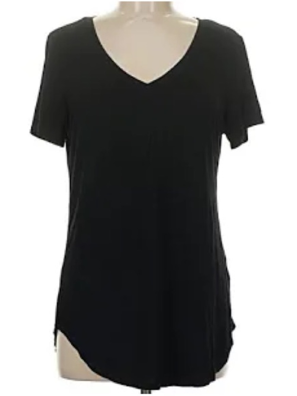 SHEIN Black V-Neck Short Sleeve Tee